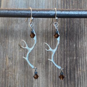 Wildlife Elk Antler (Smoky Topaz) Earrings #EW529-10