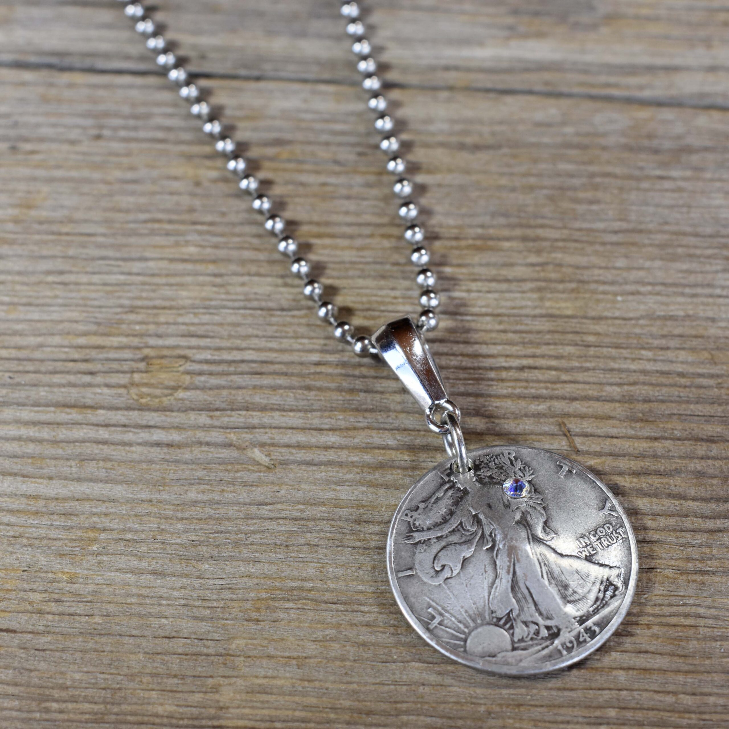 Amazon.com: Silver Seated Liberty Half Dollar Coin Silvertone Pendant  Neckace : Clothing, Shoes & Jewelry