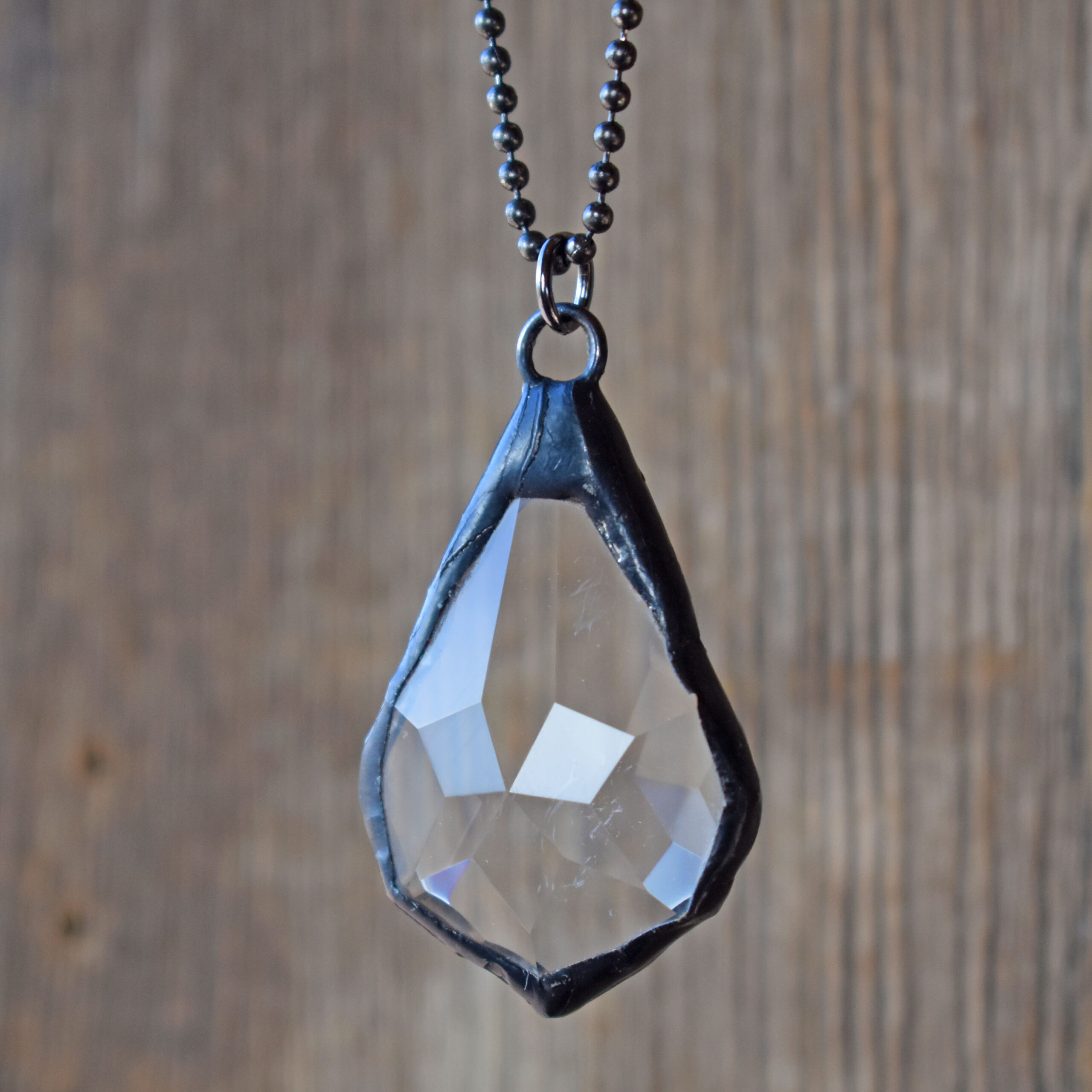 Gold necklace - Large Teardrop crystal - Retha Designs