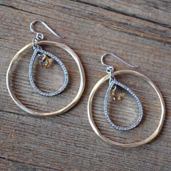 Sunshine Ring & Rhinestone Teardrop Earrings #EW771-217