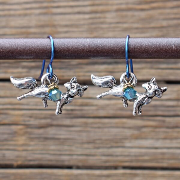 Wildlife Pewter Fox Earrings #EW797-P