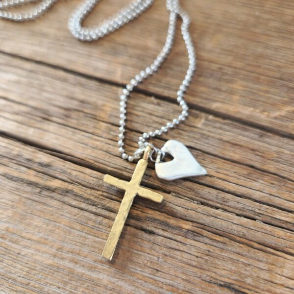 "In Him" Cross/Heart Necklace #NC636 - Image 2