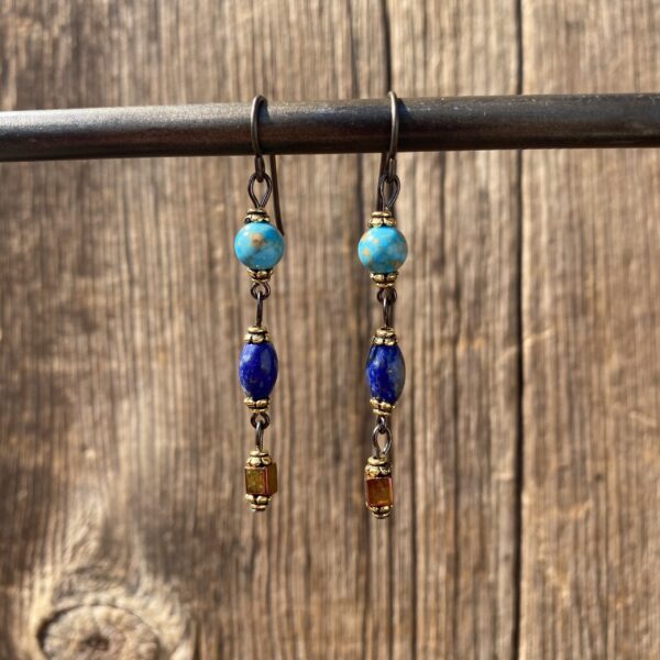 Earth, Wind & Fire Swing Gemstone Drop Earrings #EW806-193