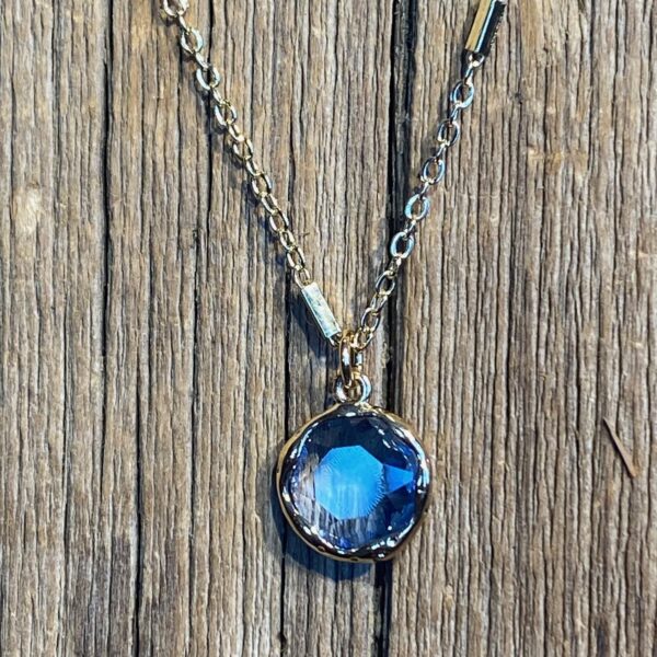 Black Tie & Blue Jeans Faceted Round Ombre Crystal Pendant #NC667-195