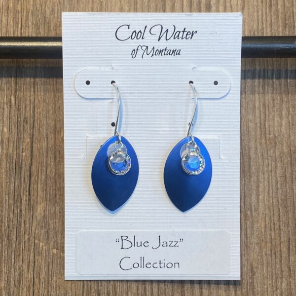 Blue Jazz Metal & Crystal Earrings #EW888-69 - Image 2