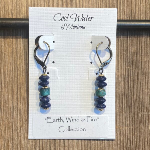 Earth, Wind & Fire Stacked Gemstone Leverback Earrings #EW884 - Image 2