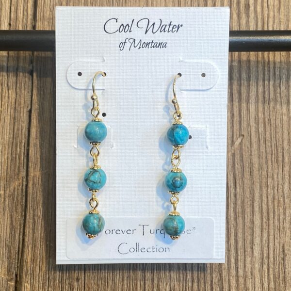 Forever Turquoise Triple Drop Earrings #EW809-223 - Image 2