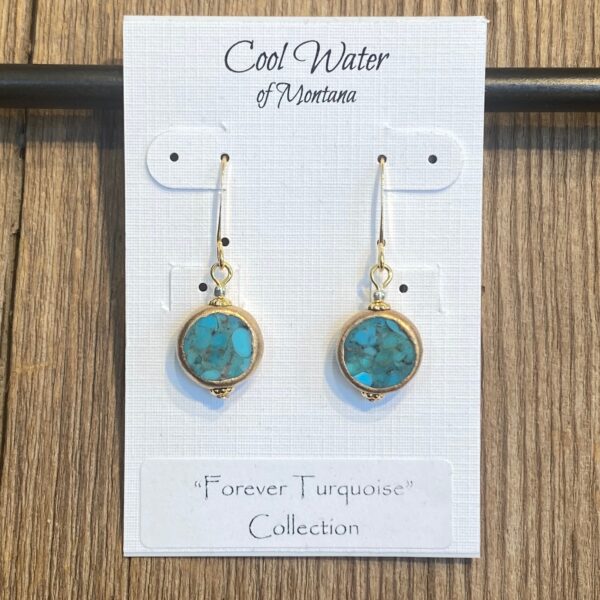 Forever Turquoise Mosaic Turquoise Earrings #EW893-223 - Image 2