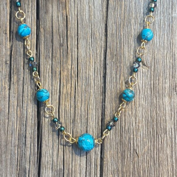 Forever Turquoise "Crazy Lace" Agate Beaded Choker #NC566-223