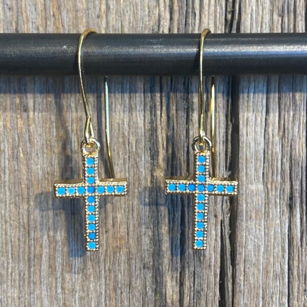 "In Him" Crystal-Studded Gold Earrings #EW885