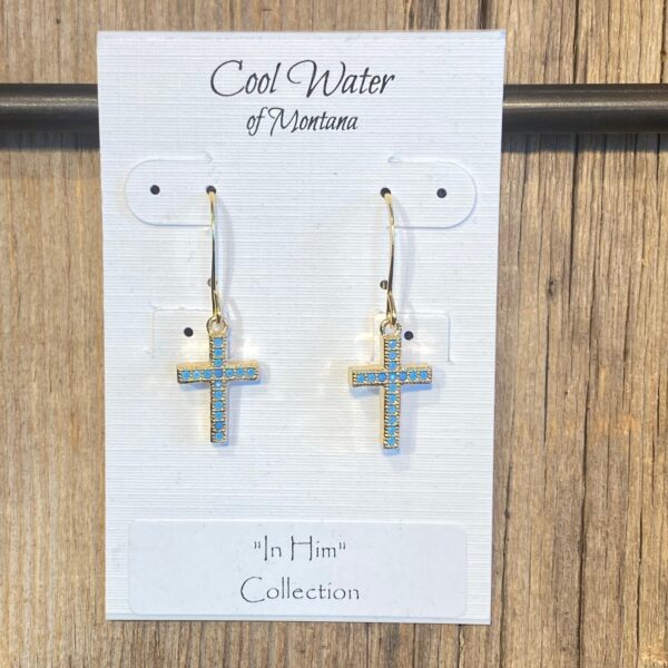 "In Him" Crystal-Studded Gold Earrings #EW885 - Image 2