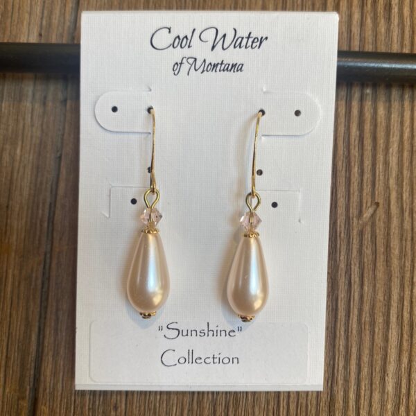 Sunshine Teardrop Pearl Earrings #EW858-217 - Image 2