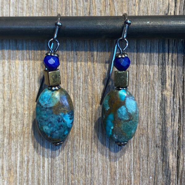 Timberline Turquoise, Lapis & Cube Earrings #EW883