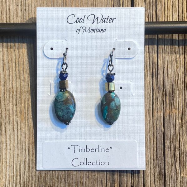 Timberline Turquoise, Lapis & Cube Earrings #EW883 - Image 2