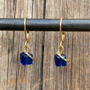 Black Tie & Blue Jeans Crystal Cube Leverback Earrings #EW894-195