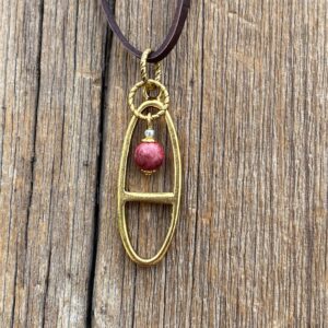 Carnelian Rose Leather Pendant #NC696-214