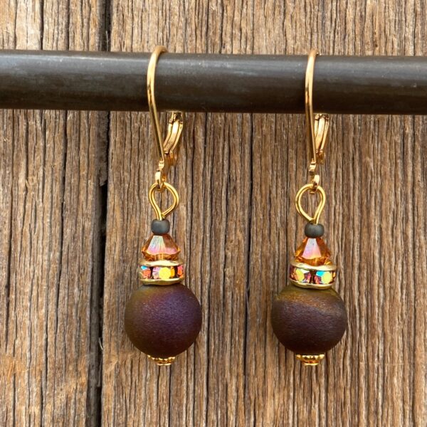Indian Summer Druzy Leverback Earrings #EW506-224