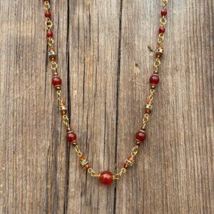 Indian Summer Carnelian & Crystal Choker #NC566-224