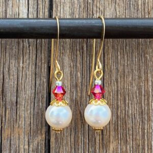 Raspberry Fizz Pearl Earring #EW903-226