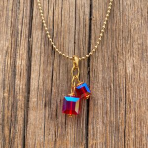 Raspberry Fizz Crystal Cubes Necklace #NC684-226