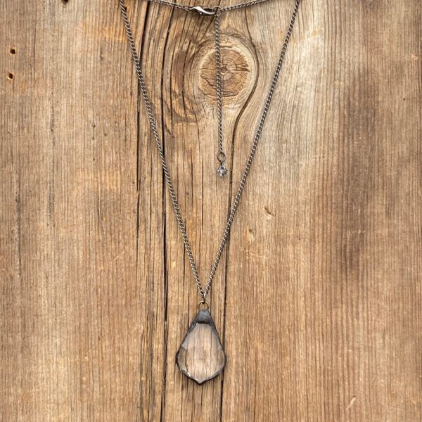 Renaissance Short-Style Gunmetal Soldered French-Cut Crystal Pendant #NC691-GM - Image 2