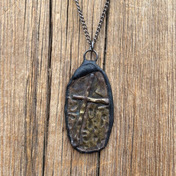 Renaissance Short-Style Oval Soldered Cross Pendant #NC693