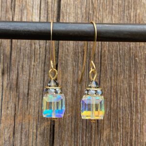 Sun & Snow Crystal Cube Hook Earrings #EW907-180