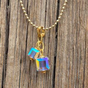 Sun & Snow Crystal Cubes Necklace #NC684-180