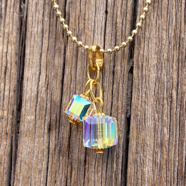 Sun & Snow Crystal Cubes Necklace #NC684-180 - Image 2