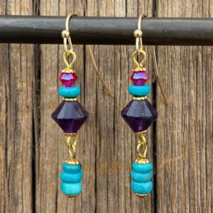 Watercolor Amethyst & Turquoise Earrings #EW905-225