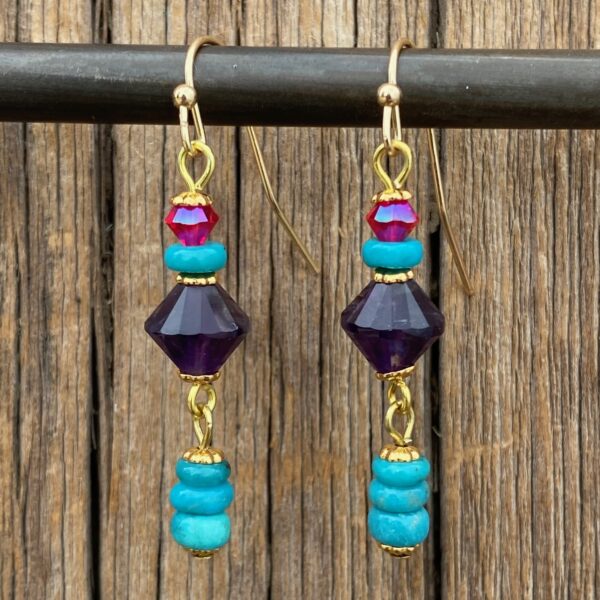 Watercolor Amethyst & Turquoise Earrings #EW905-225