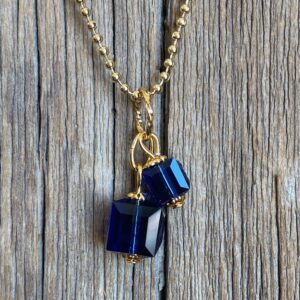 Black Tie & Blue Jeans Crystal Cubes Necklace #NC684-195