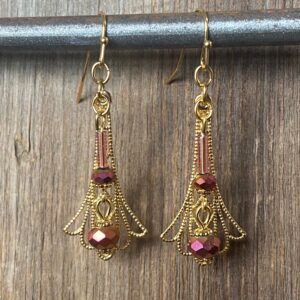 Champagne & Roses Filigree Wire Earrings #EW406-228
