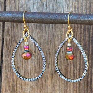 Champagne & Roses Sparkly Teardrop Earrings #EW769-228