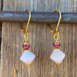 Champagne & Roses Kunzite Leverback Earrings #EW936-228