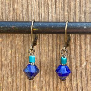 Earth, Wind & Fire Lapis & Turquoise Leverback Earrings #EW836-193TL
