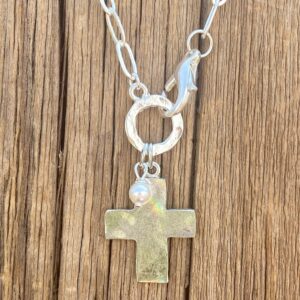 "In Him" Center Clasp Cross Necklace #NC712