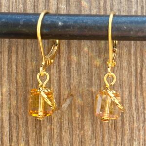 Indian Summer Crystal Cube Leverback Earrings #EW894-224