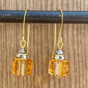 Indian Summer Crystal Cube Hook Earrings #EW907-224