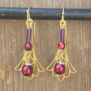 Red, Red Wine Filigree Wire Earrings #EW406-229