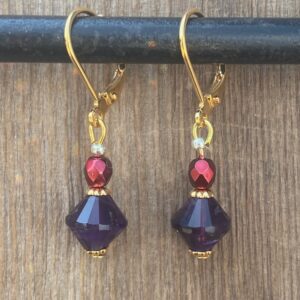 Red, Red Wine Amethyst Leverback Earrings #EW936-229