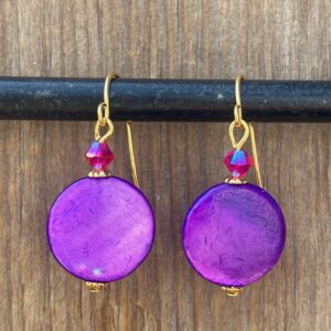 Red, Red Wine Mother-of-Pearl Wire Earrings #EW937-229