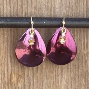 Red, Red Wine Metal Teardrop Wire Earrings #EW938-229