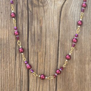 Red, Red Wine Pearl & Crystal Choker #NC566-229