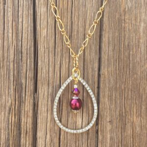 Red, Red Wine Rhinestone Teardrop Pendant #NC651-229