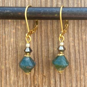 Water's Edge Moss Agate Leverback Earrings #EW936-198